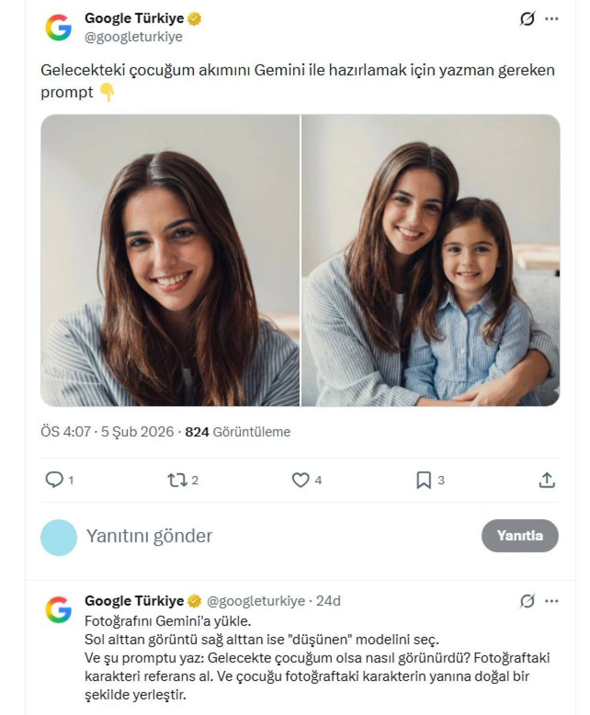 Gemini’de “Gelecekteki Çocuğum” Akımı Gündem Oldu1