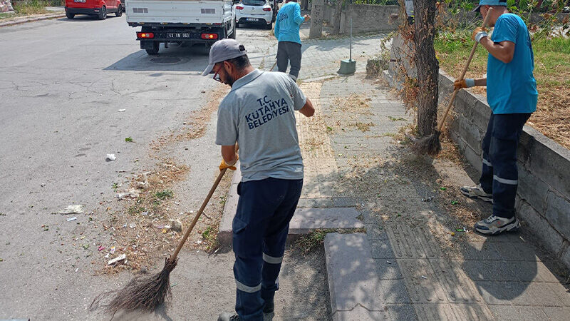 Kütahya'da Kaldırımlarda Kapsamlı Temizlik Devam Ediyor (2)