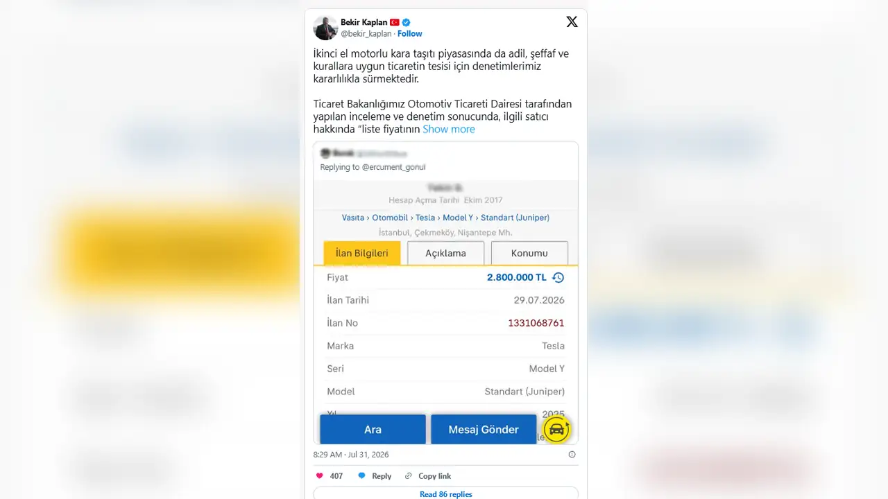 Ticaret Bakanlığı'ndan Ikinci El Tesla Ilanına Rekor Ceza3