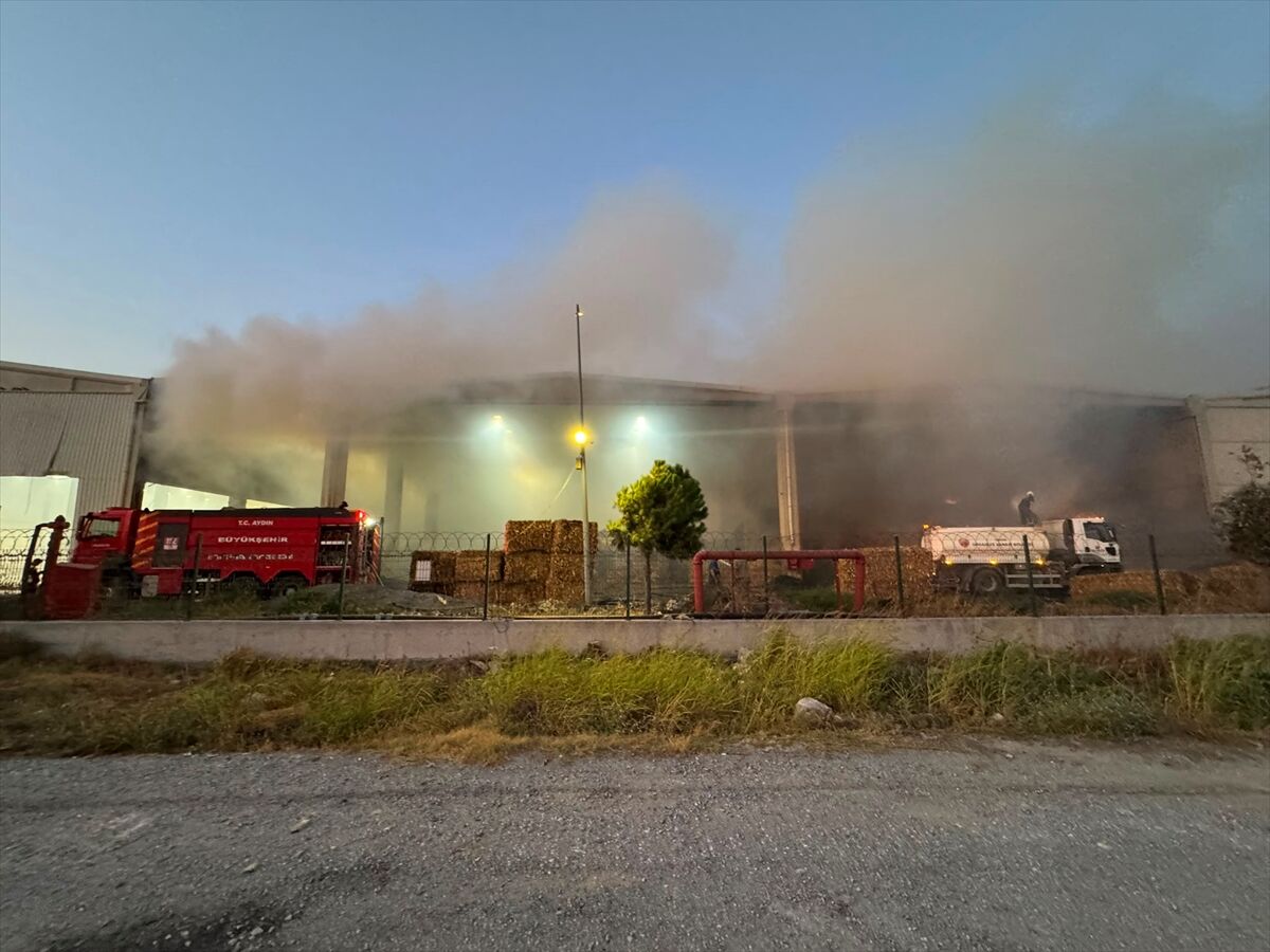 Aydın'da Fabrika Yangını Çıktı Ekiplerin Müdahalesi Sürüyor (3)