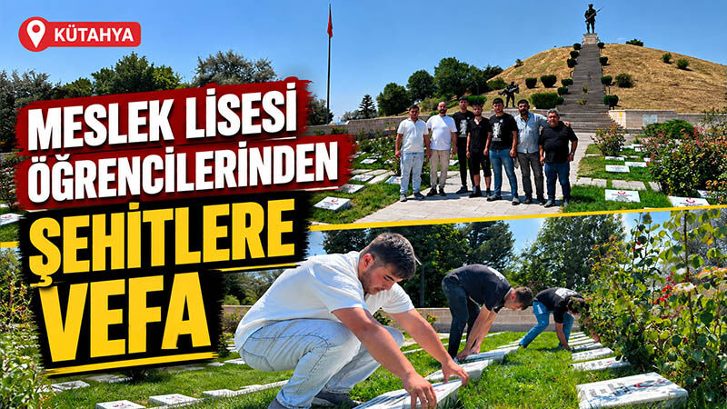 Kütahya Dumlupınar Şehitliği’ndeki mezar taşlarını yenilediler