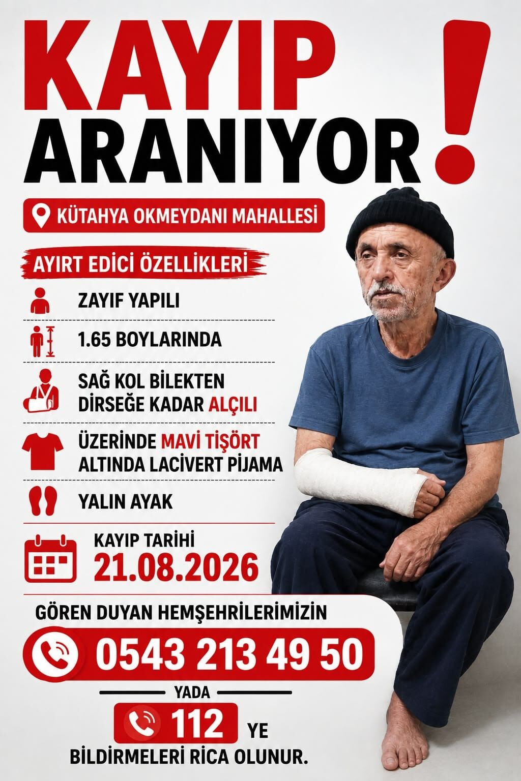Kütahya’da Kayıp Alzheimer Hastası Adam Aranıyor (1)-1