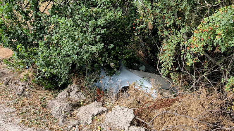 Kütahya'da Otomobil Ağaçlık Alana Çarptı, Sürücü Yaralı (6)