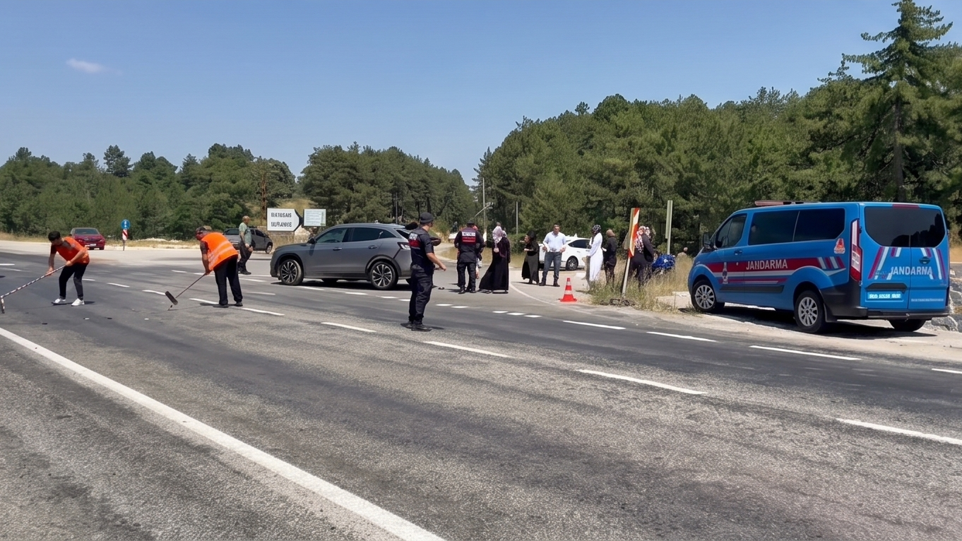 Kütahya'da Otomobilin Motosiklete Çarpma Anı Araç Kamerasında (3)