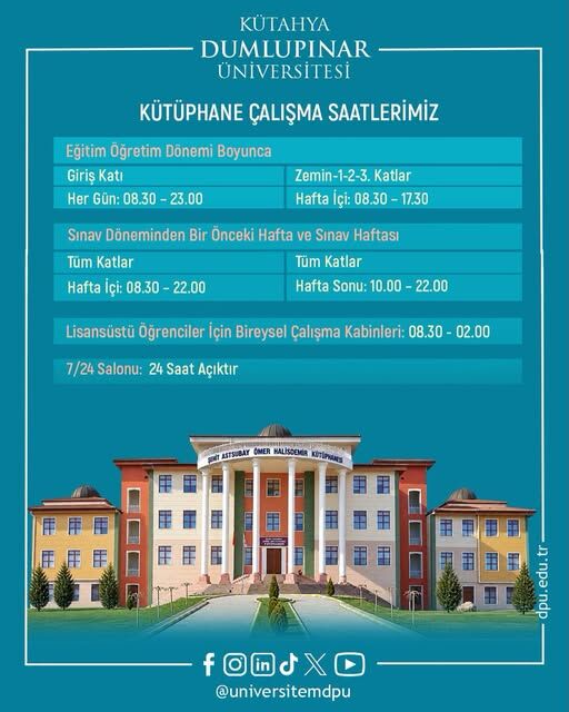 Kütahya Dpü Kütüphanesinde Çalışma Saatleri Değişti (1)