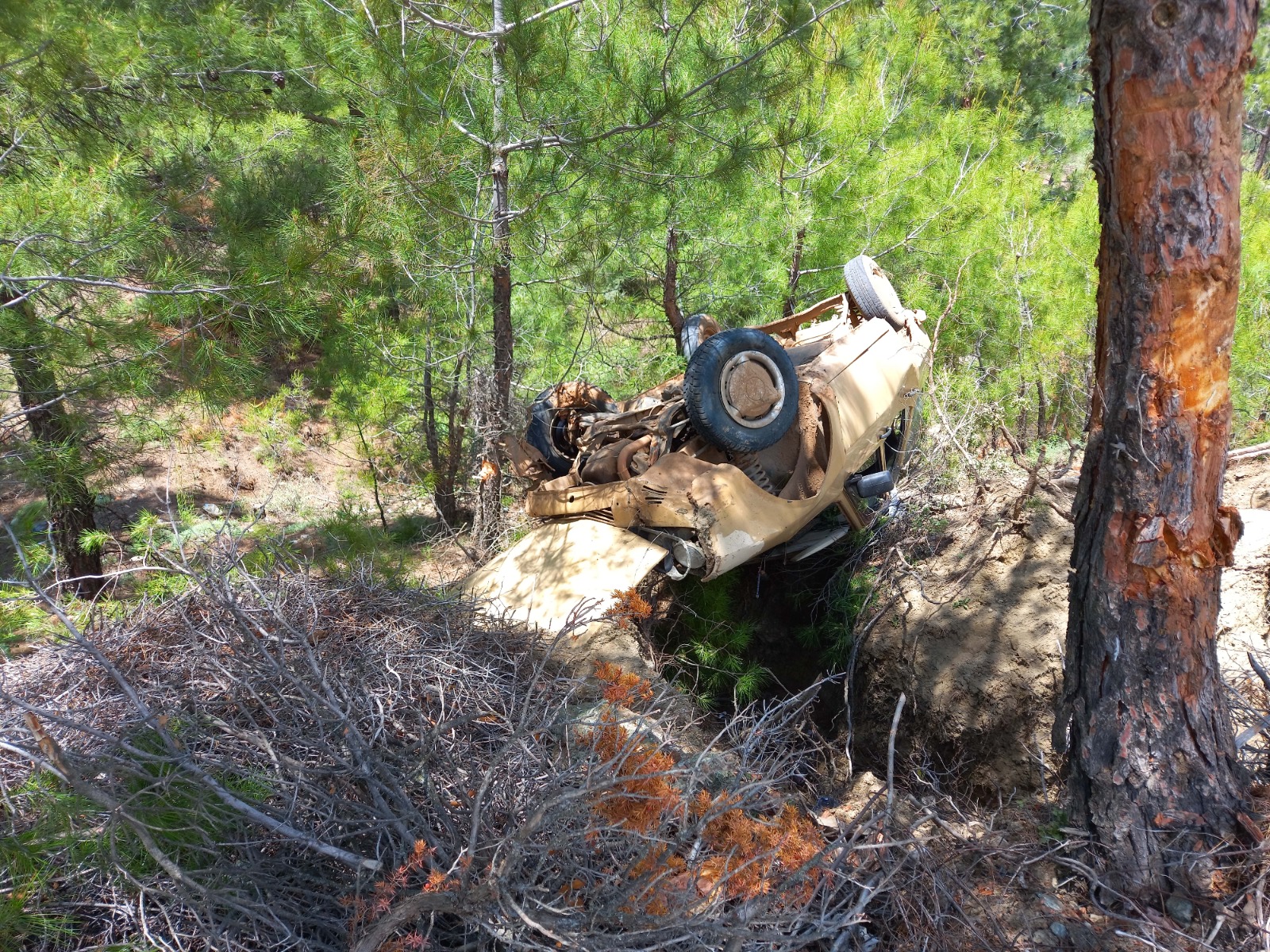 Kale'de şarampole devrilen otomobilin sürücüsü yaralandı