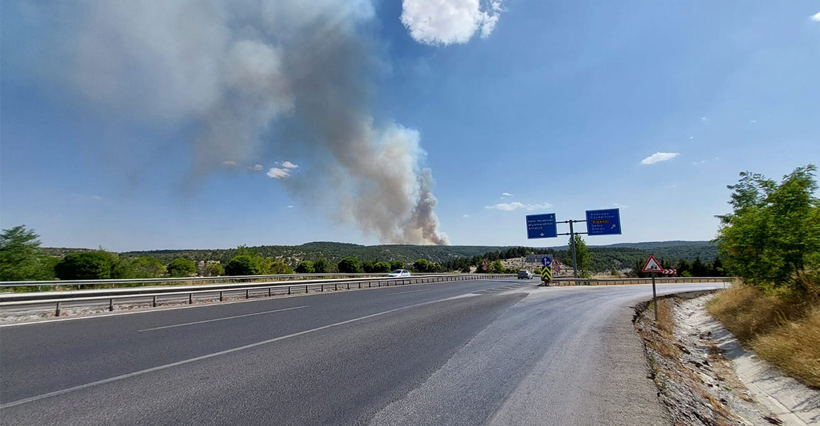 Kütahya'da orman yangınına müdahale ediliyor