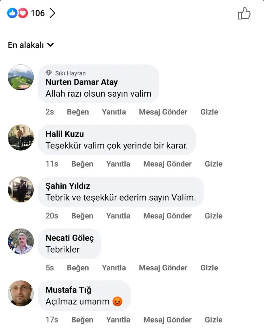 Kütahya Valisi Musa Işın’ın pavyon kapatma kararına destek mesajları 