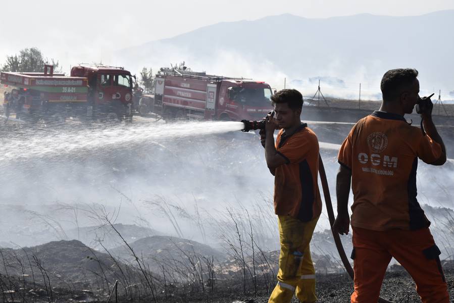 İzmir'de tarım arazisinde çıkan yangın söndürüldü