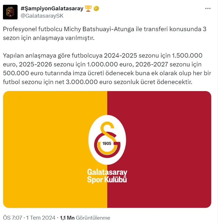 Michy Batshuayi Galatasaray'da