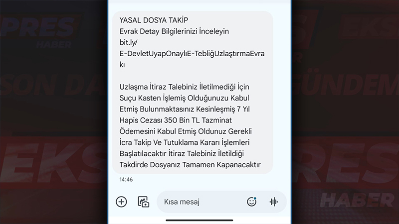 Dolandırıcıların sahte mesaj taktikleri Yasal Dosya Takip