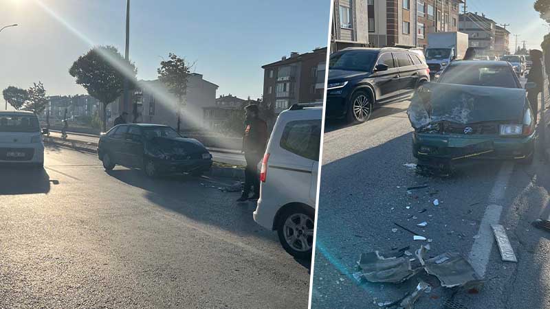 Kütahya’da otomobil okul servisine çarptı, 2 yaralı